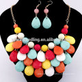 Colorful waterdrop earring and necklace sets